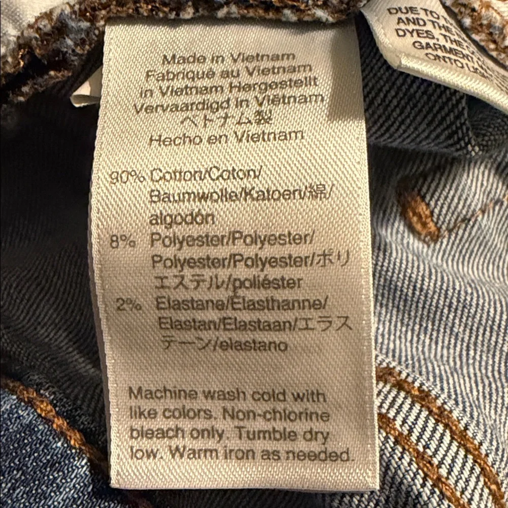 J.Crew Jeans 10” High Rise Toothpick Button Fly Knee Patch Fading Raw Hem Size33